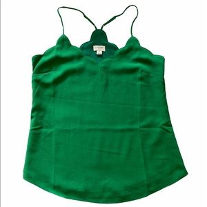 J. Crew green scalloped top in size 0